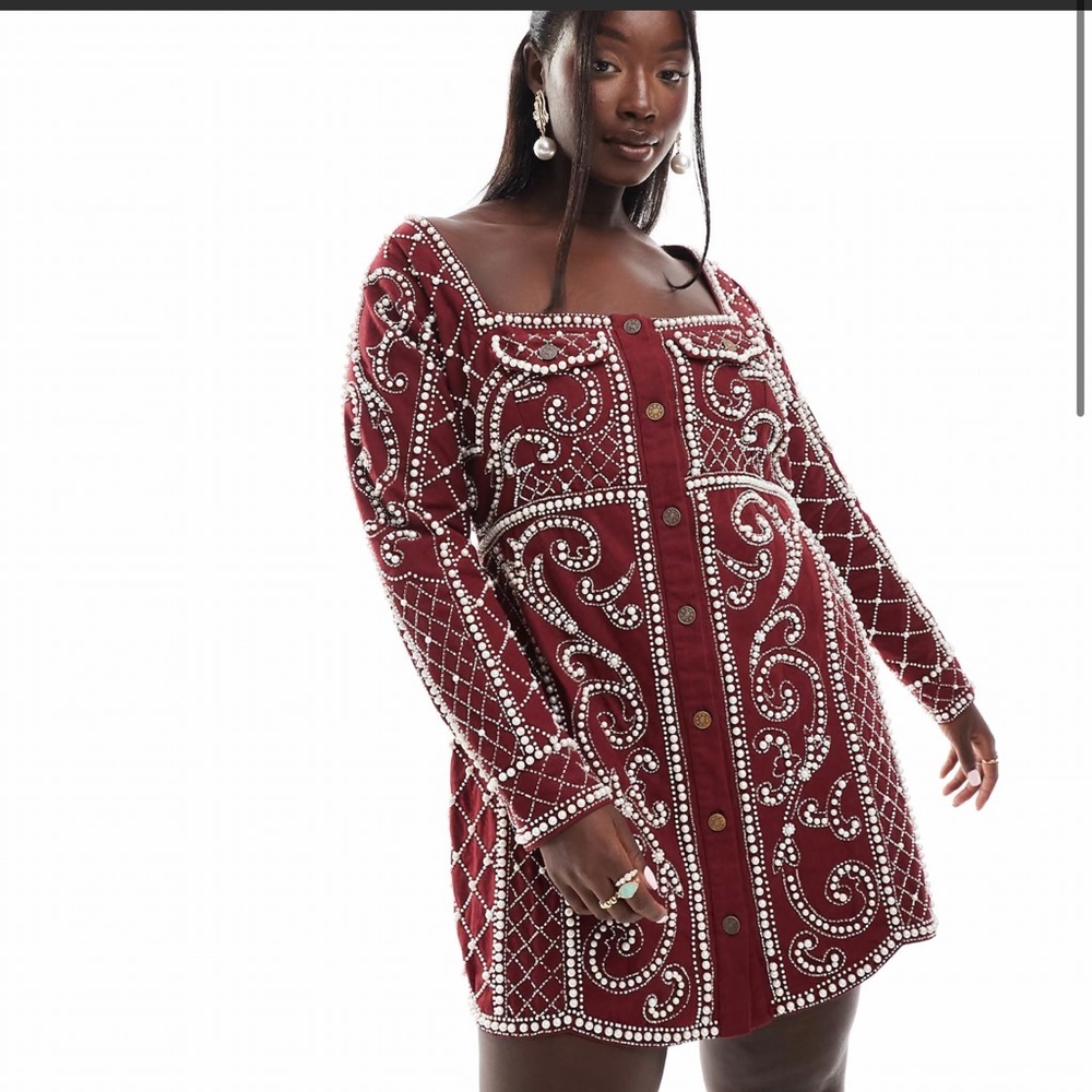 Pearl beaded and embellished dress ❤️ would look great with 👢👢